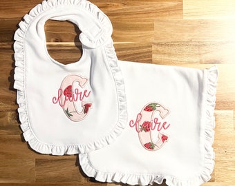 Appliqué Baby Bib, Monogrammed Bib For Baby, Appliqué Letter, Baby Shower Gift, Personalized Baby Bib