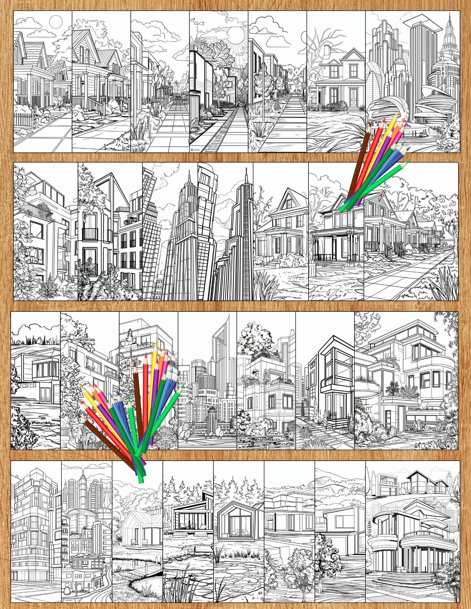 Architecture Coloring Book for Adults/architecture Adults Coloring Book ...