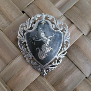 Vintage Siam Brooch, 1930s Brooch, Sterling Silver Siamese Brooch Jewelry, Vintage Pinback Brooch, Mekhala