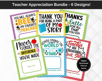 Teacher Appreciation Gift Card Holder Bundle, Printable Teacher Thank You Card, Teacher Appreciation Week Gift, Teacher Gift Card Holder