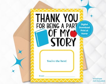 Teacher Appreciation Gift Card Holder, Printable Teacher Thank You Card, Teacher Appreciation Week Gift, Gift for English Teacher