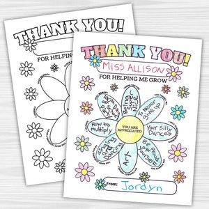 Lehreranreize Färbung Blume, druckbares Geschenk für Lehrer Wertschätzung Woche, Ende des Jahres Lehrer Geschenk, danke Malseite