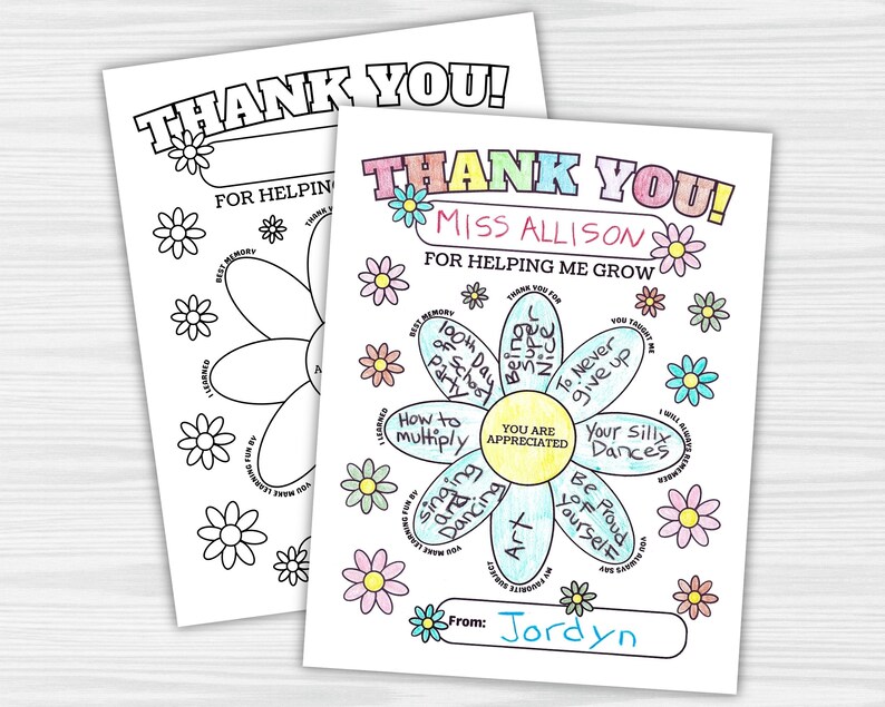 Teacher Appreciation Coloring Flower, Printable Gift for Teacher ...