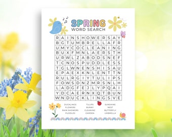 Preschool Spring Word Search | Printable Spring Activity For Kids | Spring Classroom Activities for Preschoolers | Spring Word Find