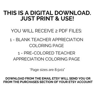 Teacher Appreciation Coloring Flower, Printable Gift for Teacher ...