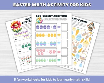 Preschool Easter Math Activity | Kids Printable Activity Sheets | Beginning Math Worksheets | Easter Counting Worksheets for Kindergarten