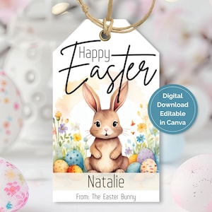 Editable Easter Basket Tag | Printable Easter Basket Name Tag | Easter Tag for Kids Easter Basket | Easter Printable Gift Tag