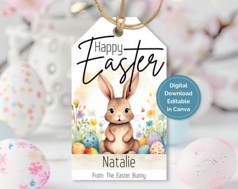 Editable Easter Basket Tag | Printable Easter Basket Name Tag | Easter Tag for Kids Easter Basket | Easter Printable Gift Tag