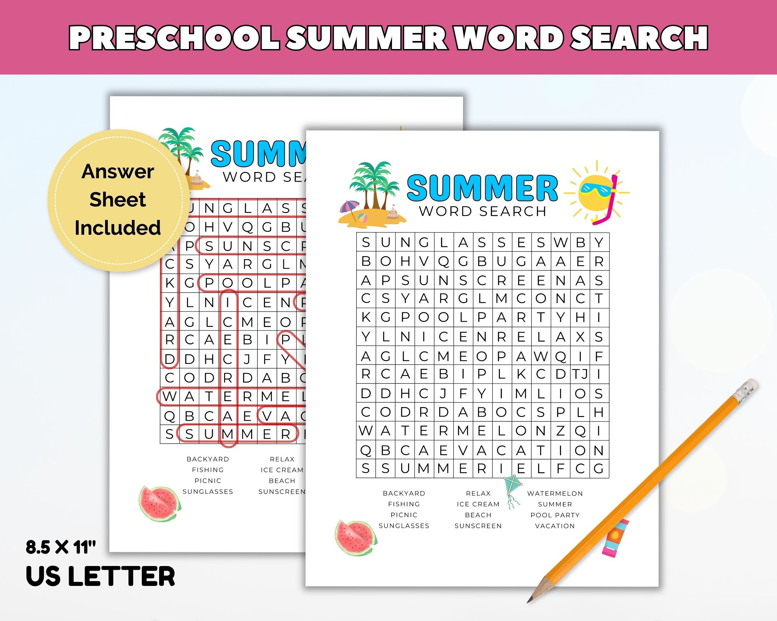 Summer Printable Word Search Printable Preschool Classroom Activity End Summer Printable Word Search Printable Preschool Classroom Activity End