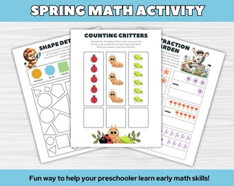 Spring Math Worksheets for Preschool & Kindergarten | Educational Printable Activities for Kids | Early Match Skills Activities