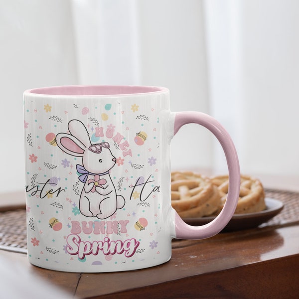 Colorful Easter Spring Coffee Mug - Ceramic Mug Decor 11 oz - Bunny Coffee Mug - Gift Ideas For Easter - Easter Tea Cup - Cute Spring Mug