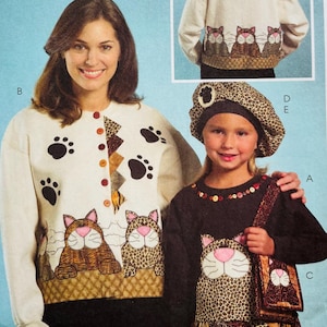 2005 McCall’s Craft Pattern (M5018) | Kitty Appliques, Beret, Purse, and Pin