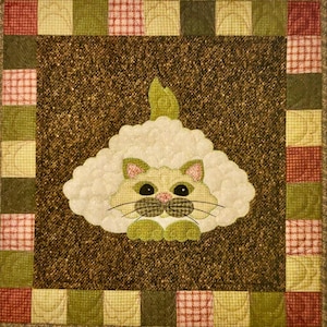 Quilt Pattern 18" square block | "Caulipuss" | Block 3 of Helene Knott’s Garden Patch Cats