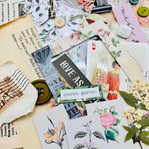 Secret Garden Junk Journal Ephemera Pack | Vintage Paper & Ribbon Bundle | Scrapbooking, Collage, Mixed Media Supplies