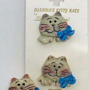 Vintage Hand Painted Cat Buttons