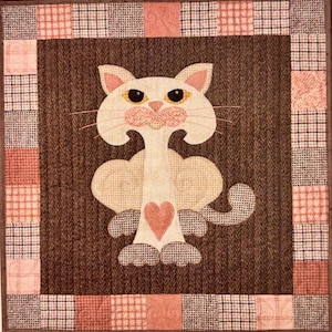 Quilt Pattern 18" square block | "Caulipuss" | Block 3 of Helene Knott’s Garden Patch Cats
