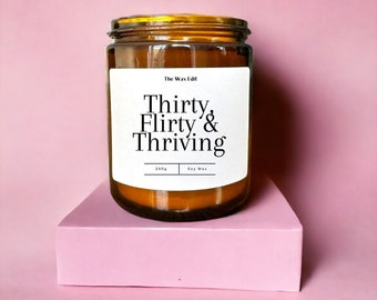 30th Birthday Gift | Funny 30th Birthday Gift | Gift For Her | Funny Candle | Thirty, Flirty & Thriving