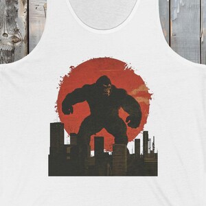 King Kong Unisex Jersey Tank, Iconic King Kong Graphic, powerful image of King Kong, perfect for fans of classic films and monster icons.