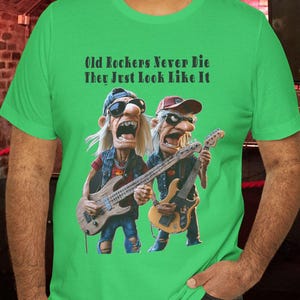 Old Rockers Never Die Unisex Tee, Music Lover Gift, Fun Graphic T-Shirt, Vintage Style Shirt, Perfect for Concerts, Festival Wear