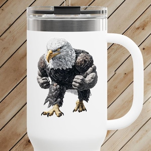 Bold Buff Eagle Insulated Travel Mug, 40oz - Perfect for Adventure Lovers, Coffee on the Go, Wildlife Enthusiasts, Gifts for Her/Him,