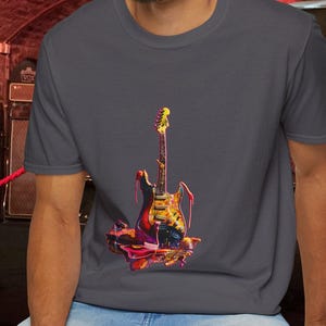 Rock &#39;n&#39; Roll Melting Guitar Tee: Music Lover Gift, Concert Wear