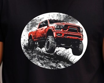 T-shirt tout-terrain rouge pour camionnette : t-shirt type camion