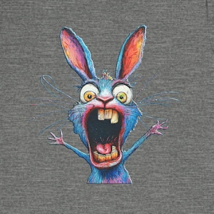 Cartoon Rabbit Freakout T Shirt, Funny and Bold Design, Unisex Jersey Short Sleeve Tee