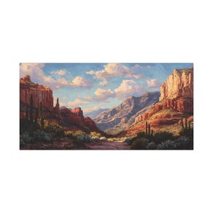Desert Landscape Canvas Wall Art | Scenic Mountain Sunset Print for Boho, Southwest & Nature Inspired Home Decor, Rustic Decor