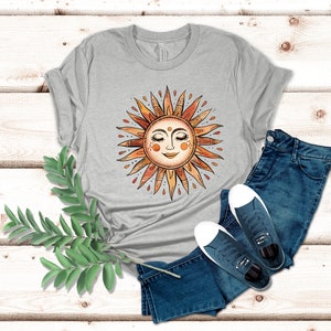 Koszulka z napisem „Here Comes the Sun”, Uśmiechnięte słońce, Szczęśliwy dzień, pozytywna koszulka