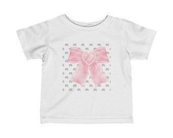 Tee-shirt bébé en jersey fin, cadeau baby shower fille, t-shirt noeud bébé fille, t-shirt noeud assorti