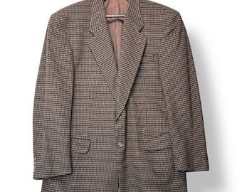 Vintage 90s Pal Zileri Beige Green Plaid Cashmere Sport Coat 40R