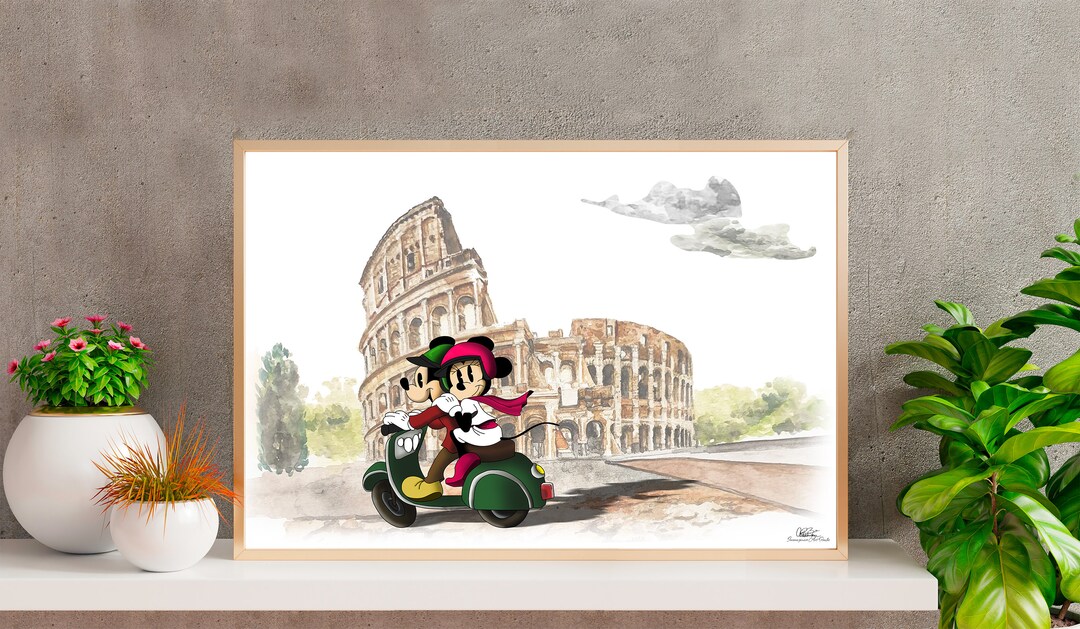 Mickey Mouse Rome Mickey Mouse Art Work Digital Download/mickey Mouse/roman Colosseum ...