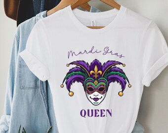 Máscara de bobo da corte da Rainha do Mardi Gras PNG | Estampa para camiseta NOLA (Download digital)
