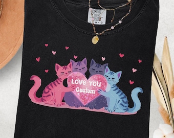 Imagem PNG personalizada com o nome do seu gato para o Dia dos Namorados, design para camiseta de pet (download digital)