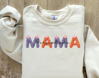 Nome personalizado em crochê com efeito de lã para "Mamãe" em PNG, designs para camisetas de mamãe, letras em negrito para sublimação, PNG personalizado para mamãe
