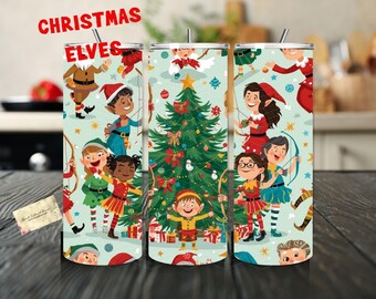 Adesivo para copo térmico de 590ml com tema de Natal retrô (PNG, PDF), design festivo de Natal, sublimação com Papai Noel
