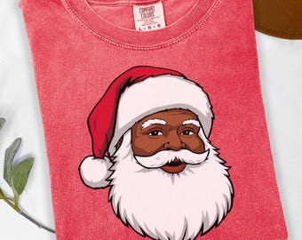 Papai Noel Negro de Natal PNG | Download Digital Vintage do Papai Noel | Design para Sublimação Natalino