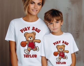 Urso jogando basquete em PNG, imitação de fio, design esportivo para sublimação (download digital)