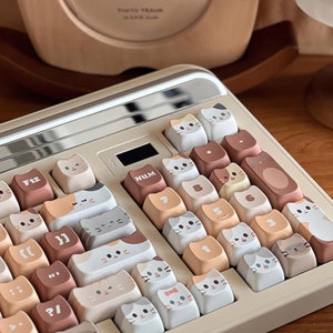 143PCS Coffee Cat keycaps theme - Keycaps Cute - Keycaps Kawaii - PBT keycaps- MOA Profile - Mechanical Keyboard Keycaps - Keycap