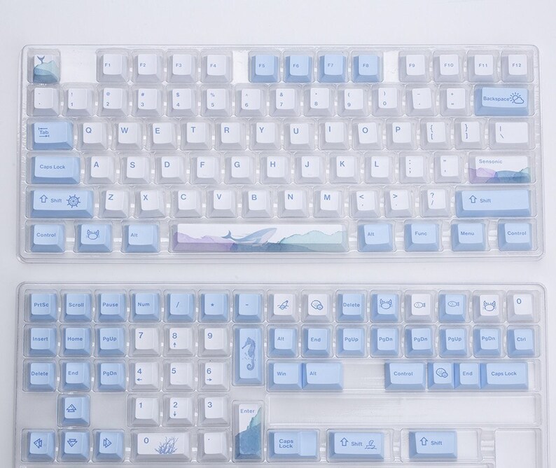 127PCS Water Keycaps Theme Keycaps Cute Keycaps Keycaps Kawaii PBT