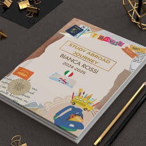 Personalized Study abroad diary journal gift, Hardcover Journal Matte