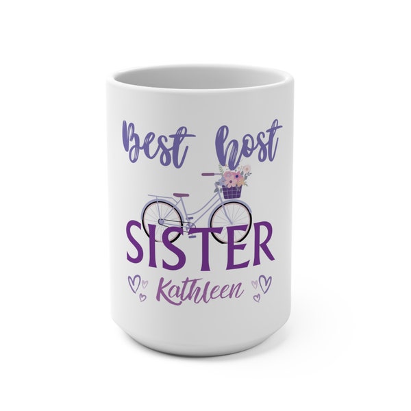 Personalized Best host sister mug, exchange student/au pair, gift for host family, 15oz
