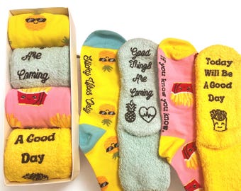 IVF Socks 4-Pack Gift Set: Pineapple, French Fry Designs