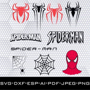 Spider-Man Vector Illustration Bundle/Super Hero/Little/Design/Drawing/Svg/Png/Jpeg/Esp/Pdf/Ai/Dxf/Clipart/Silhouette/Sticker/Graphics/Shirt