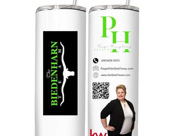 Vaso personalizado de agente inmobiliario con código QR