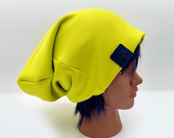 Thin Summer Slouch Beanie, Light Breezy Slouchy Hat, Adjustable Foldable Brim, Lightweight Beanie, Unisex Jersey Knit Cap, Slouchy Silky Tam