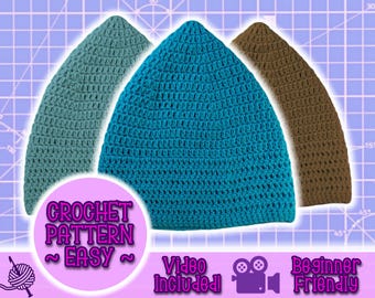 PATTERN Slouchy Pixie Beanie, Pointed Slouch Hat, Easy Beginner Crochet Pattern Under 5 Dollars, Foldable Brim Cuffed Conical Knit Toque Hat