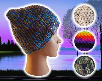 Custom Kitten Beanie, Lightweight Fitted Cat Eared Cap, Handmade Crochet, Knit Cat Eared Hat w Small Ears, Knit Summer Beanie, PEACOCK HAT