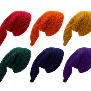 Fantasy Pointed Wizard Beanie, Knit Santa Hat, Slouchy Witch Hat, Elf Stocking Cap, Crochet Kids Cosplay Pixie Fairy Beanie, sizes baby-xxxl