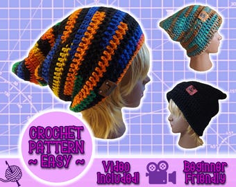 PATTERN Slouchy Pixie Beanie, Pointed Slouch Hat, Easy Beginner Crochet Pattern Under 5 Dollars, Foldable Brim Cuffed Conical Knit Toque Hat